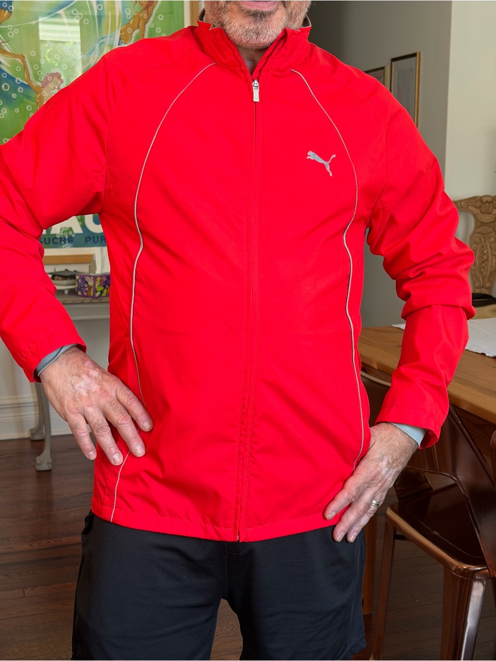 Puma Men’s Red Full-Zip Windbreaker with Reflective Piping